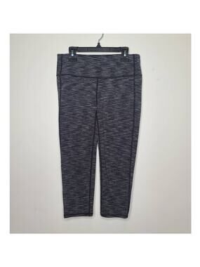 Athleta black grey spacedye striped capri leggings - small
